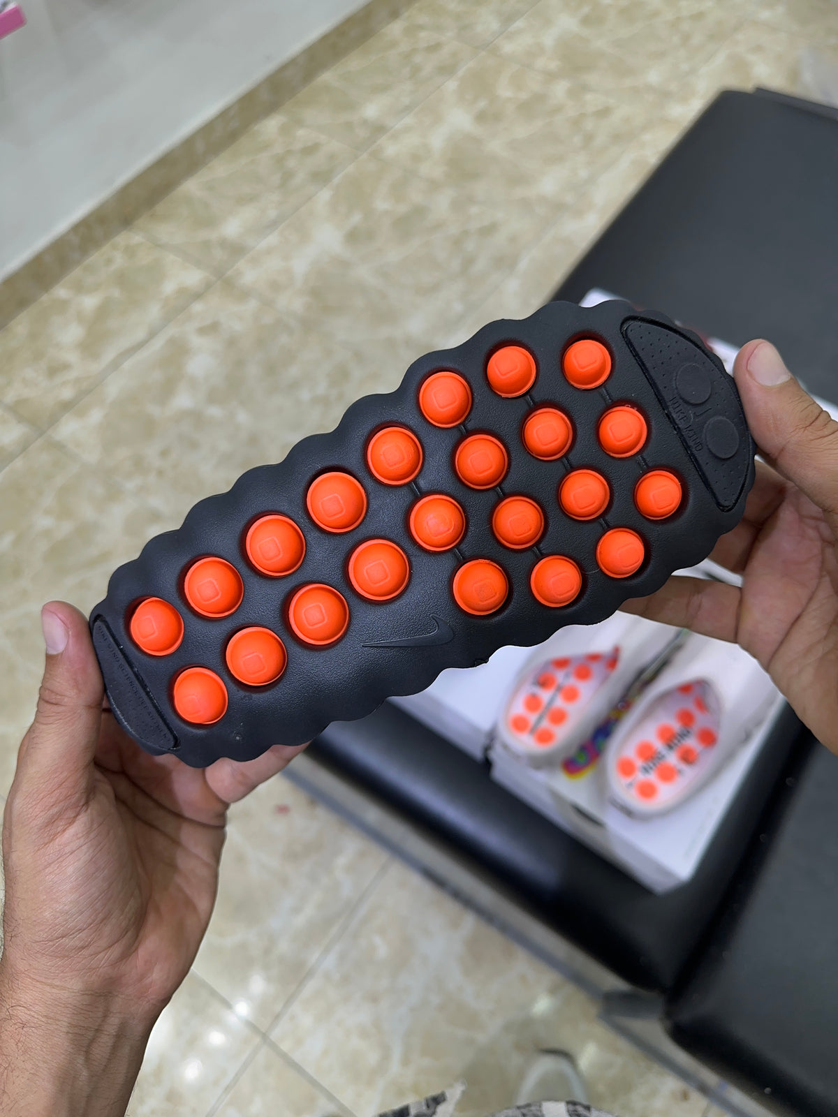 Nike Mind 001 Slide Black Chrome bright orange OUTSOLE