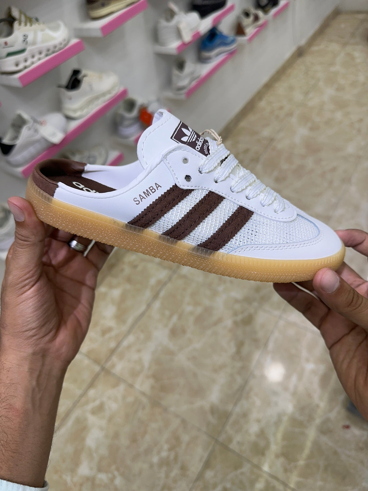 Adidas Samba Mule Off White Preloved Brown gum sole