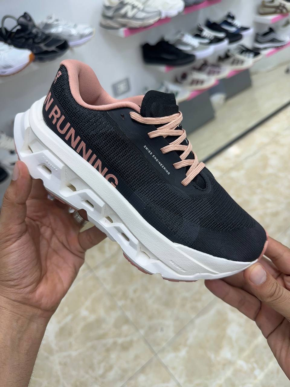 On Running On Cloudmonster 3 Hyper black ivory white moave pink assents
