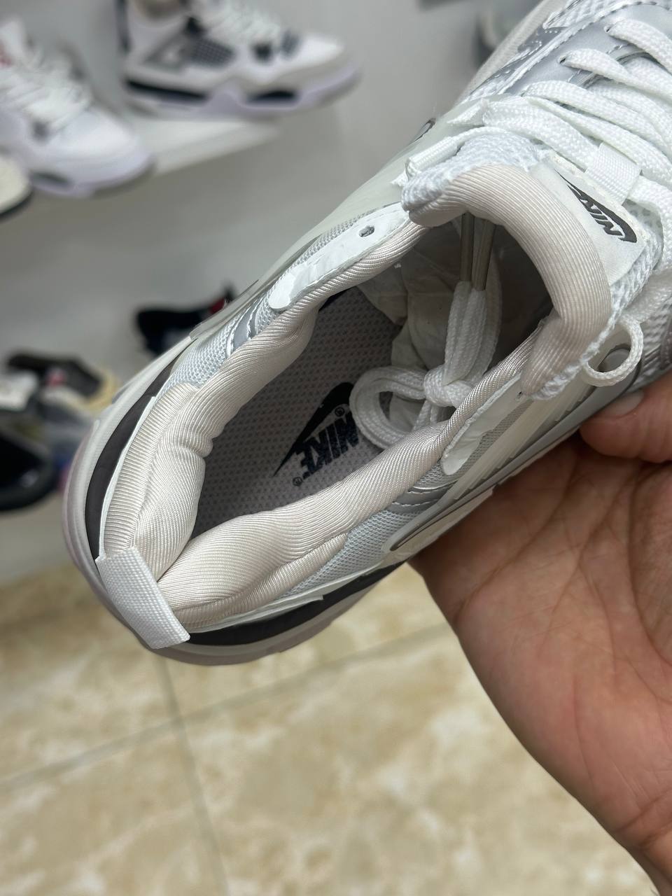 Nike V2K Run Metallic Silver Cave Stone pink