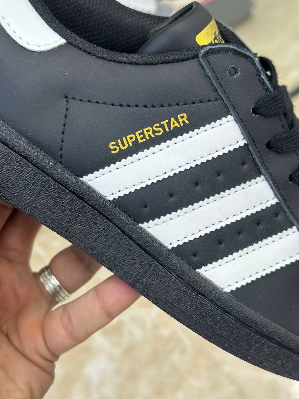 Adidas Superstar Core Black White Gold