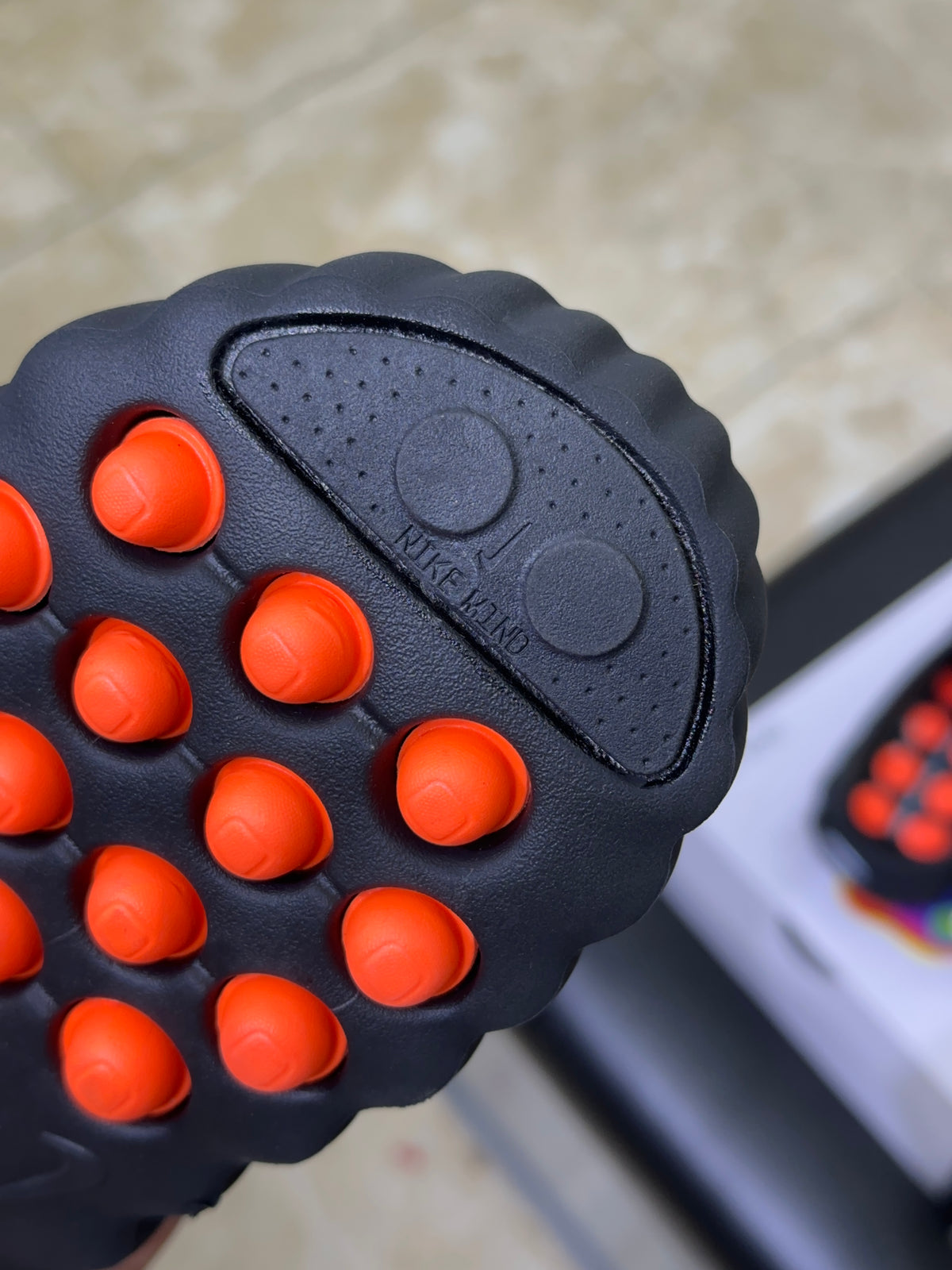 Nike Mind 001 Slide Black Chrome bright orange OUTSOLE