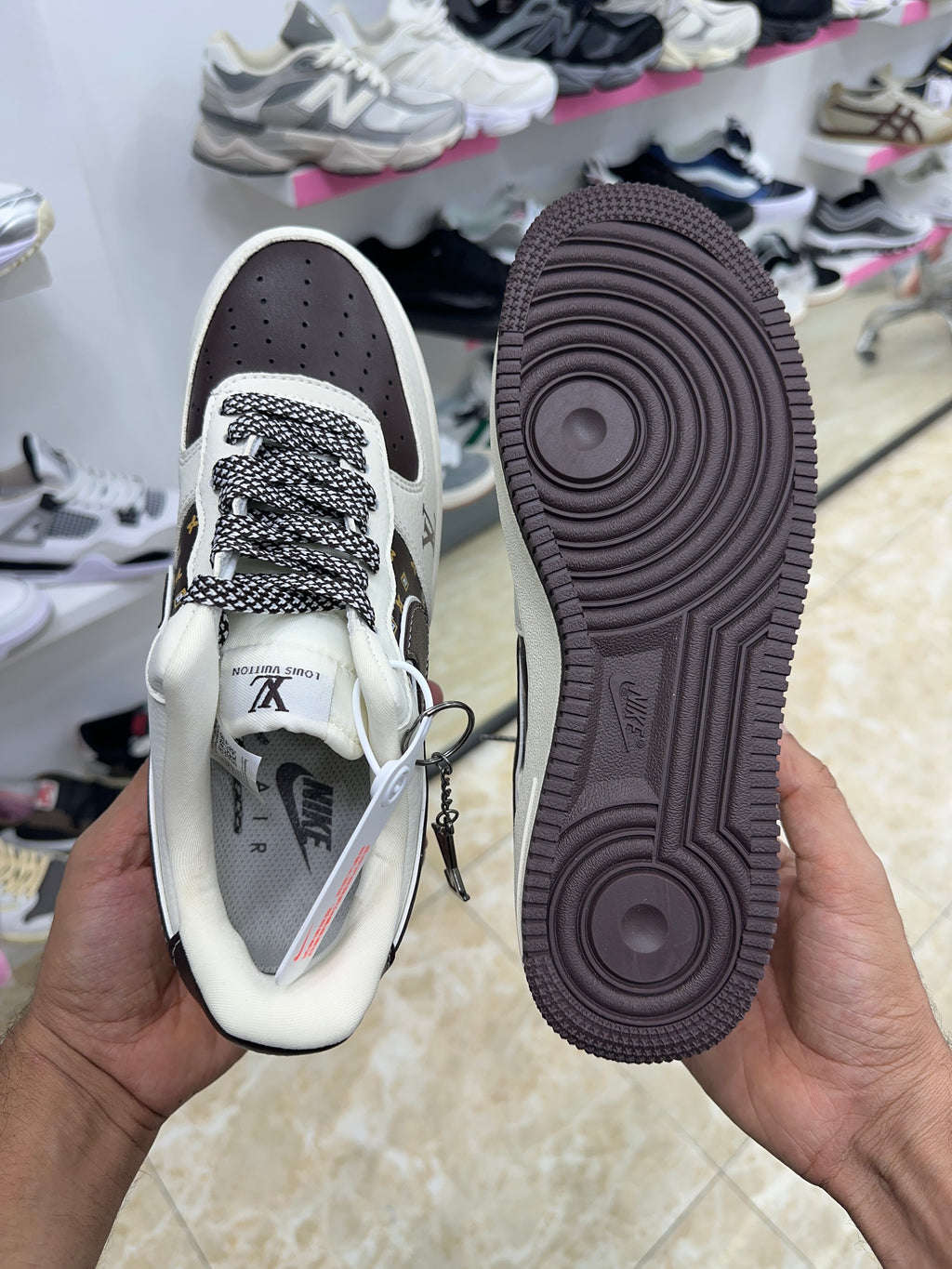 Nike Air Force 1 white Brown Louis Vuitton Monogram&outs ole