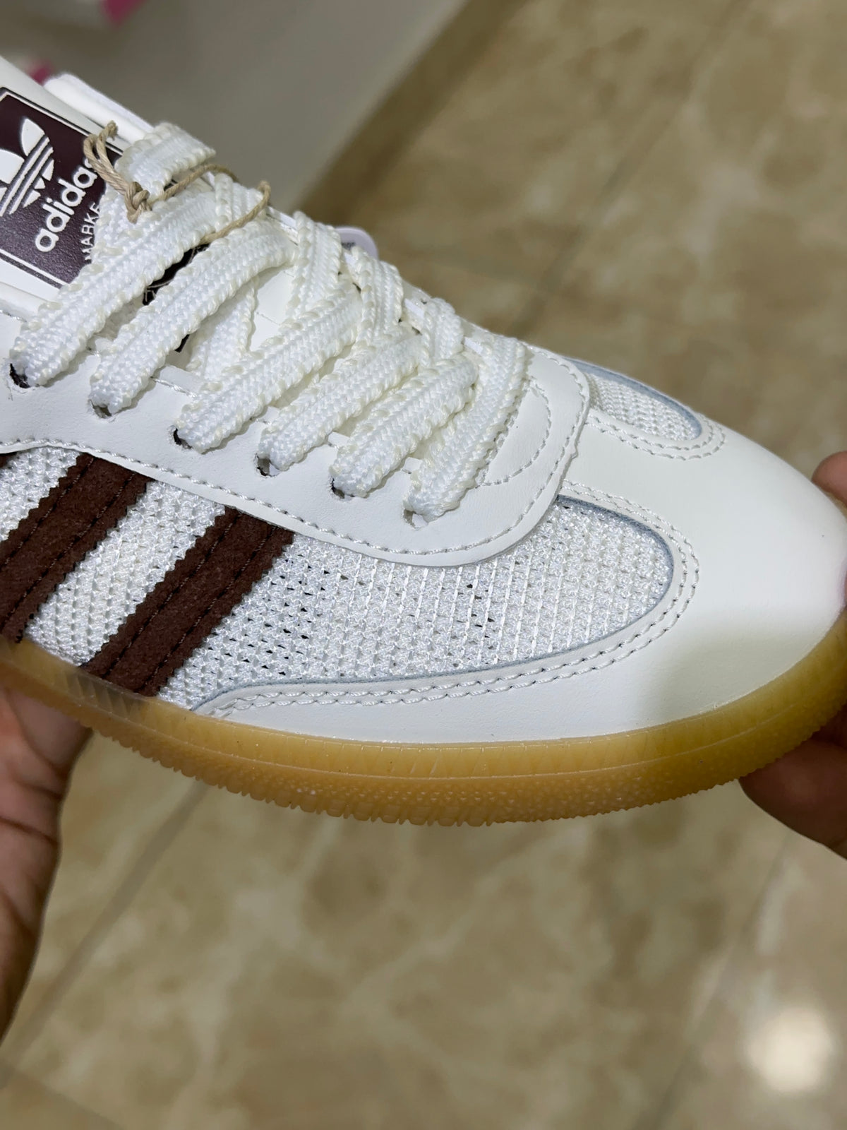 Adidas Samba Mule Off White Preloved Brown gum sole